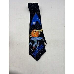 Vintage 1994 Necktie  RM Style STAR TREK Enterprise “Warp Drive” 100% Silk USA